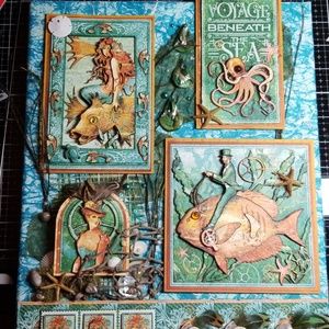 Sea life mixed media art canvas